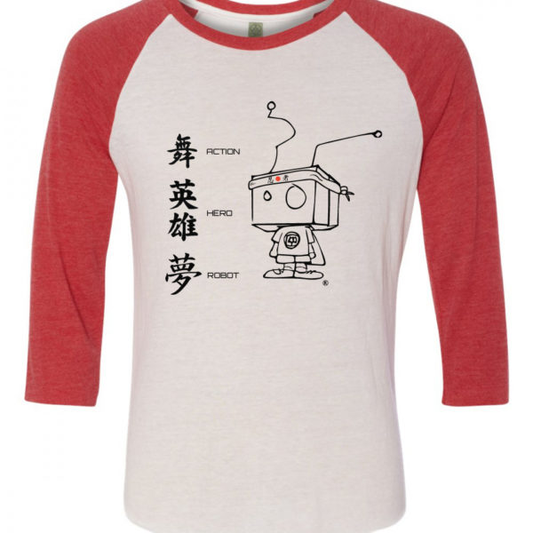 Men's Action Hero Robot Japanese Baseball Tee