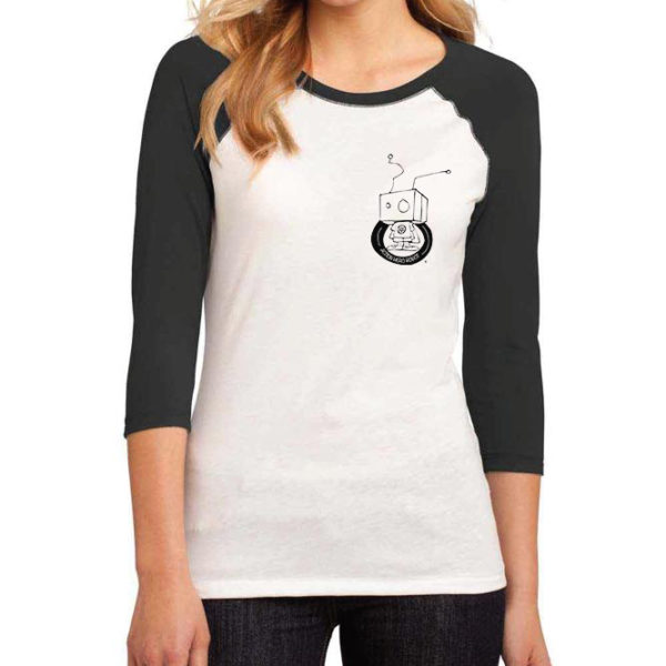 Women's Action Hero Robot Logo Baseball Tee